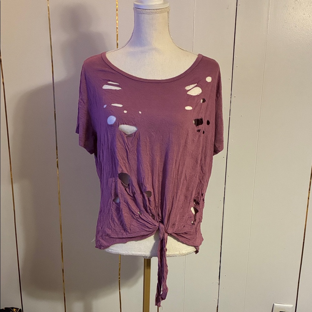 Distressed Purple Women's Top
